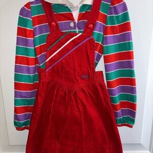 Vintage 1980's Striped Izod Lacoste Overall Skirt Set Size 4/5